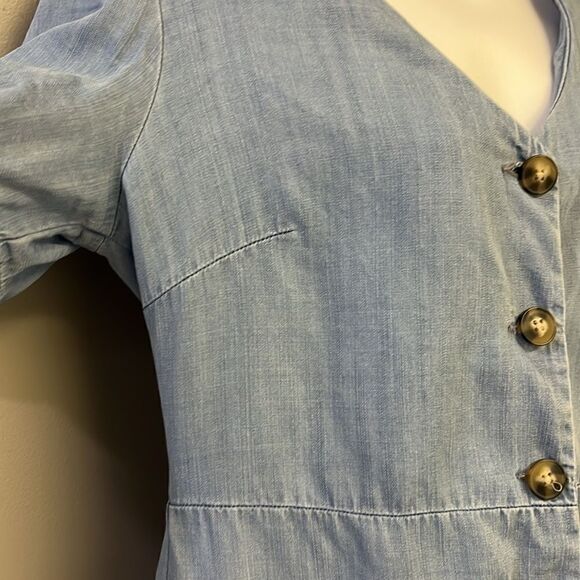 Blue Pair by Francesca’s Lyocell Short Sleeve Button Down Mini Dress- Medium - Picture 7 of 16